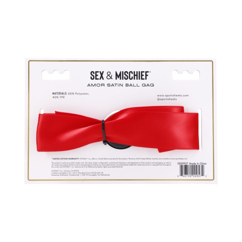 Gag de Bola de Satén Amor de Sportsheets Sex & Mischief para Parejas