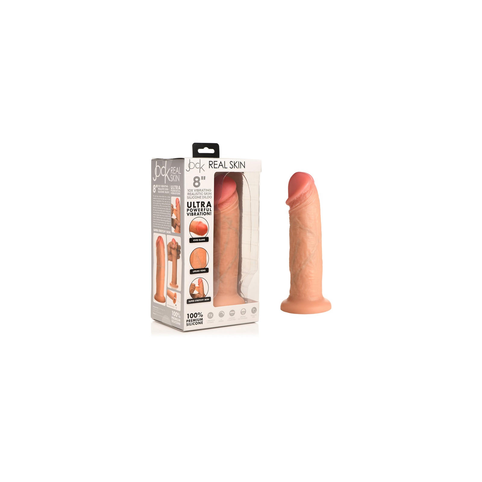 Dildo Vibrador de Piel Real - Longitud de 8 Pulgadas