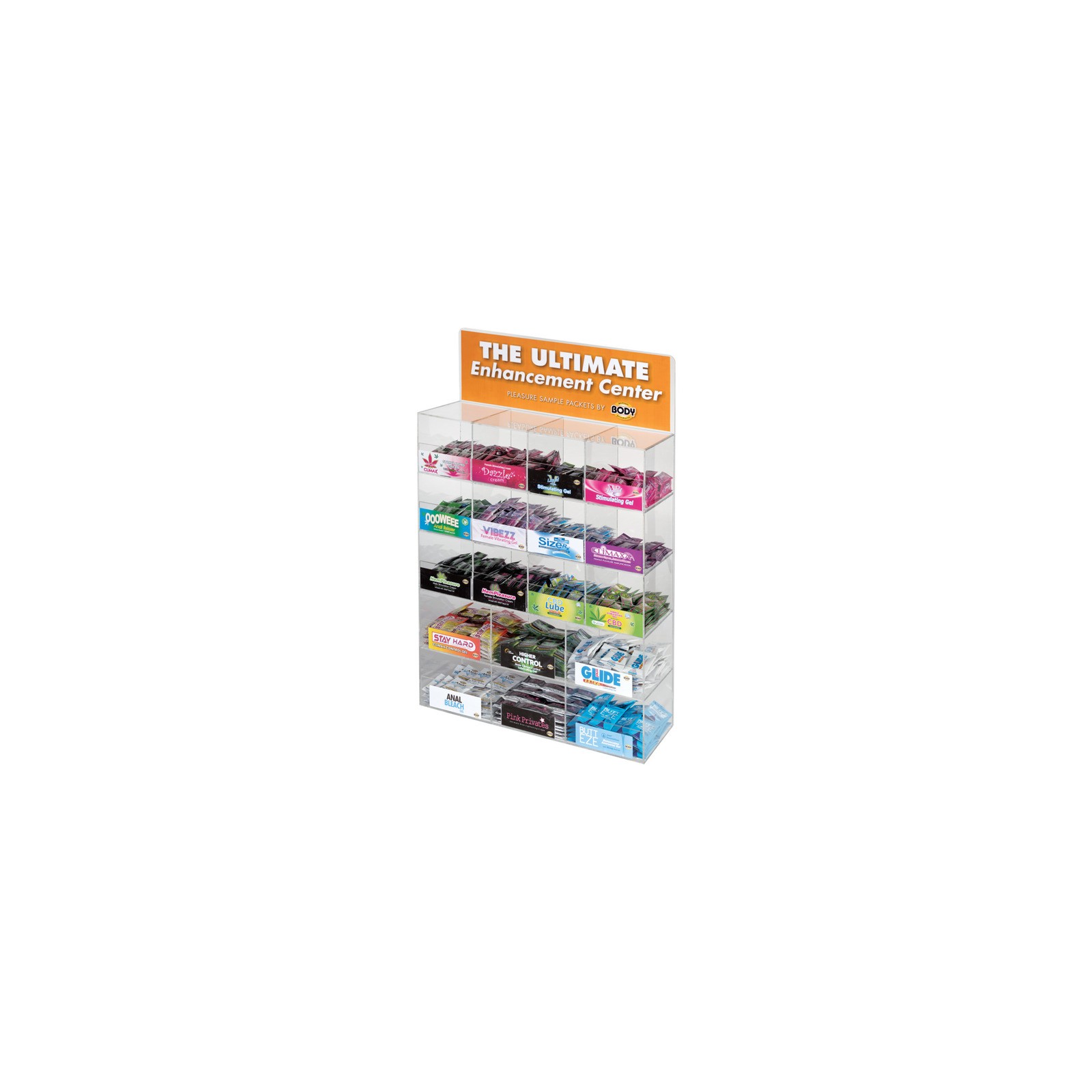 Body Action Acrylic Sample Packet 18-Compartment Display