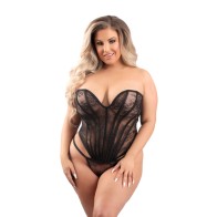 Floral Lace Sweetheart Corset with G-String XL