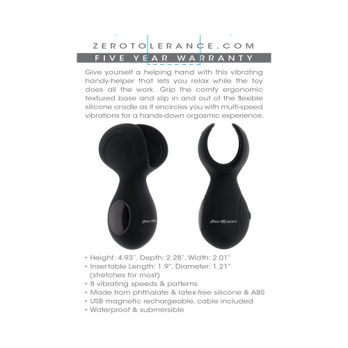 Zero Tolerance Handy Helper Estimulador Vibrante Recargable Silicona Negro