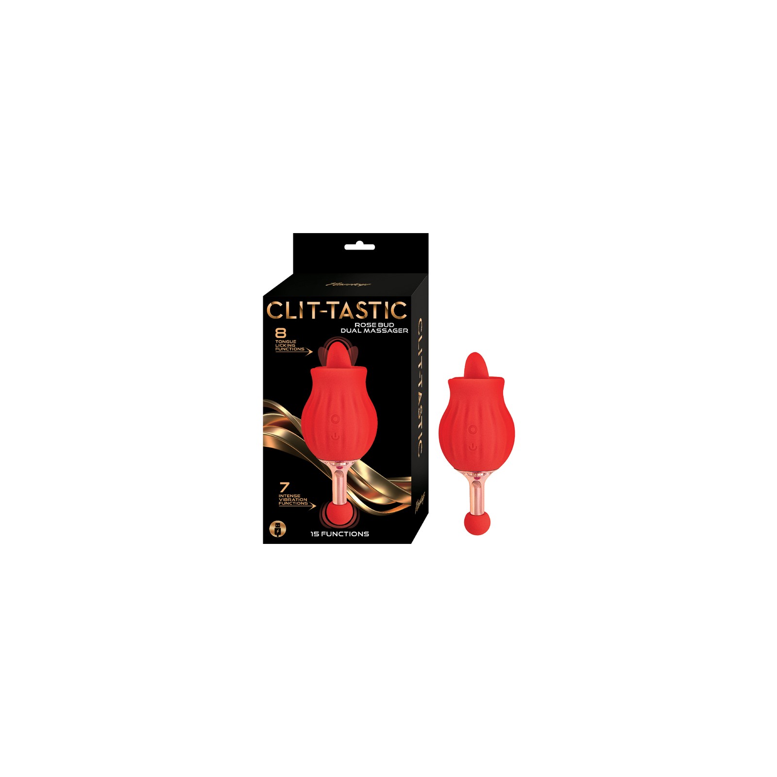 Clit-Tastic Rose Bud Dual Massager Red