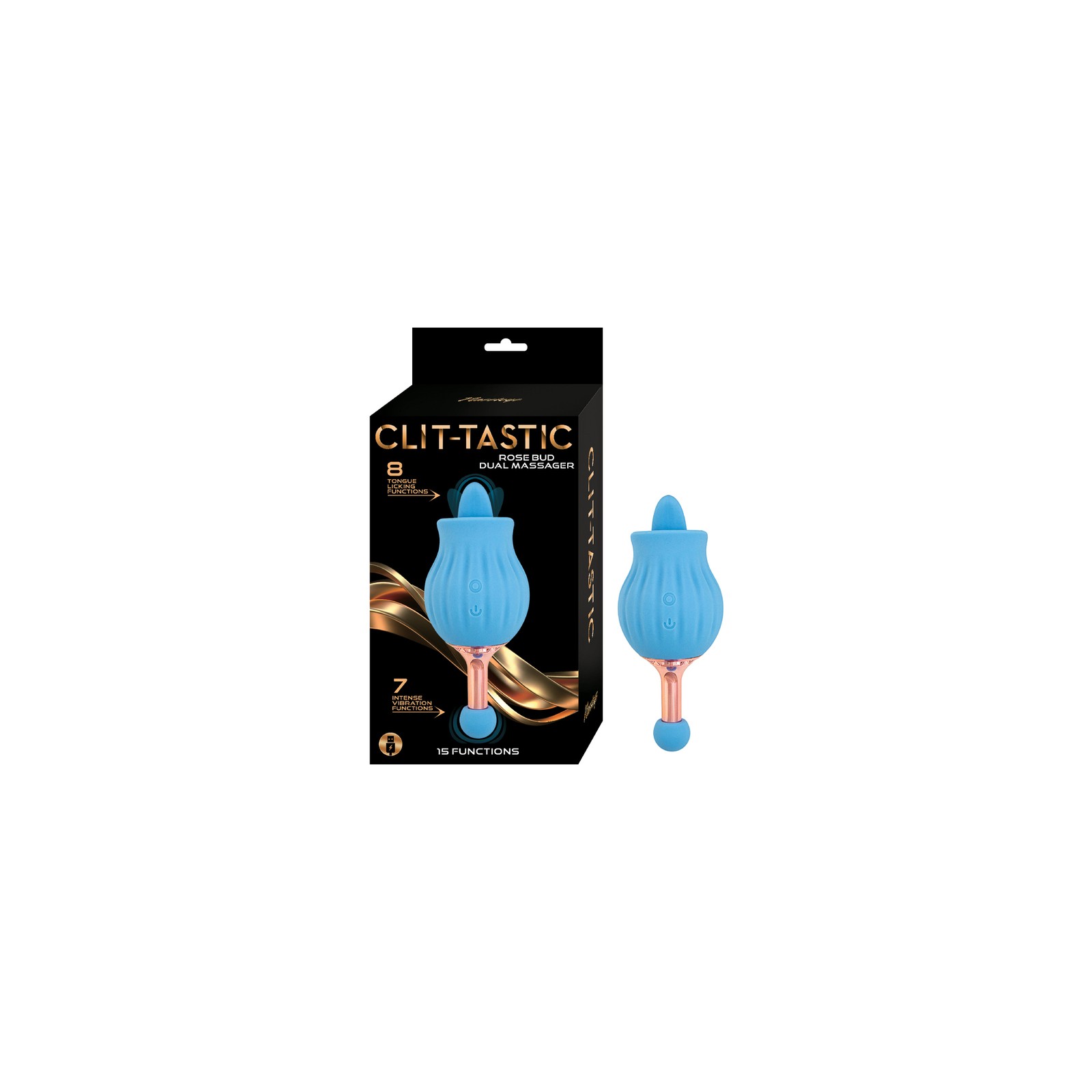 Clit-Tastic Rose Bud Dual Massager - Blue