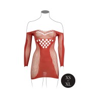 Le Desir Long-Sleeved Net Mini Dress Sunset Glow