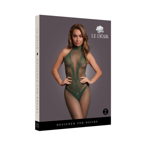 Bodystocking de Malla y Encaje Le Desir Verde Medianoche