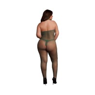 Le Desir Midnight Green Fishnet and Lace Bodystocking Queen Size