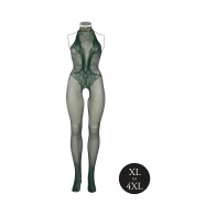 Le Desir Midnight Green Fishnet and Lace Bodystocking Queen Size