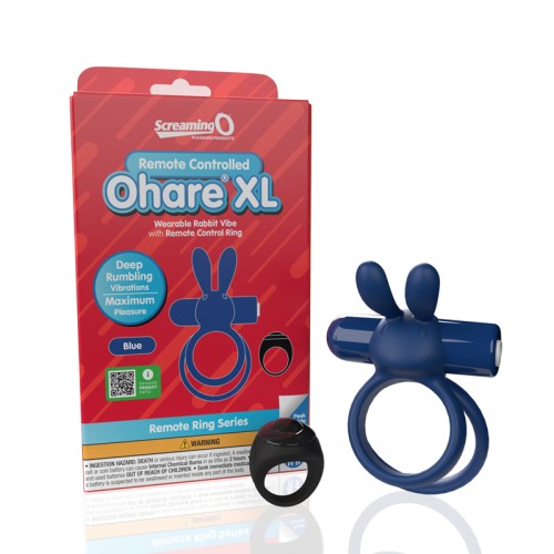 Screaming O Anillo Vibrador Ohare XL Control Remoto Azul - Placer Compartido