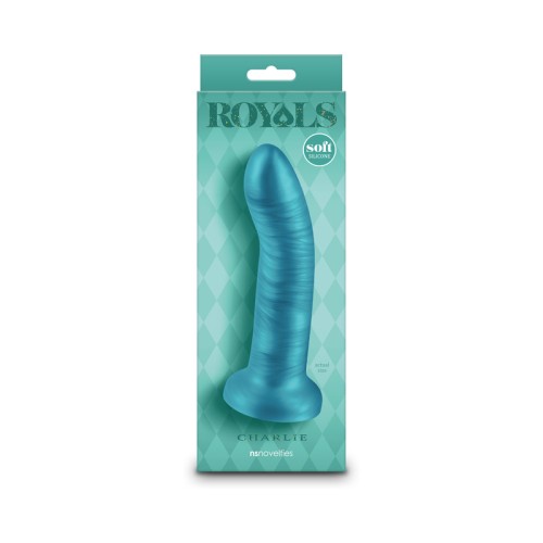 Royals Charlie Dildo Curvado Metálico de 6 Pulgadas Teal