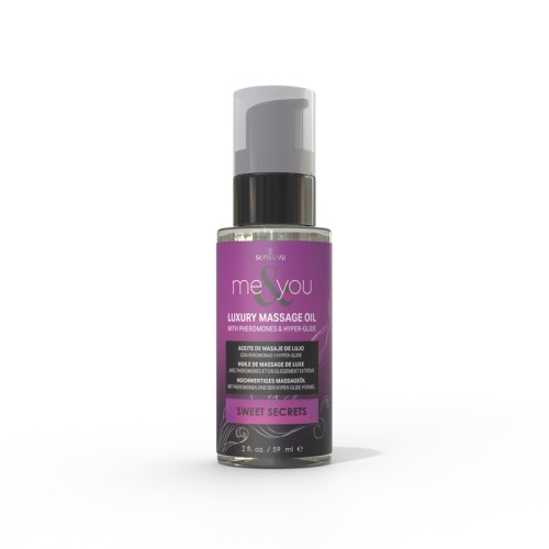 Sensuva Me & You Aceite de Masaje de Lujo Infundido con Feromonas Secretos Dulces 2 oz.