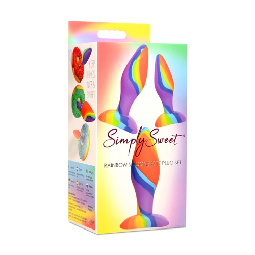 Set de Plug Anal de Silicona Rainbow Simply Sweet - 3 Piezas