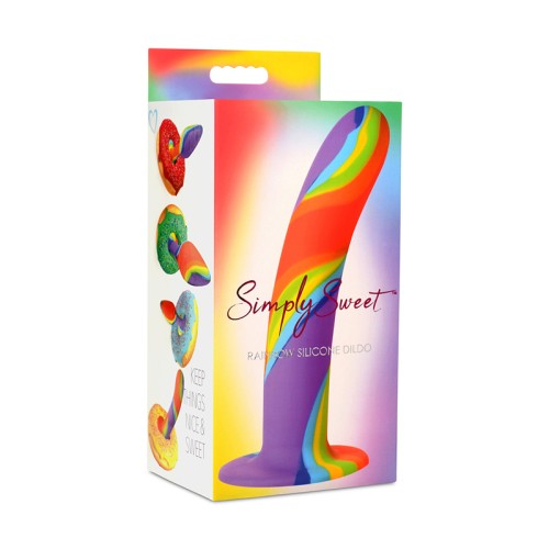 Simply Sweet Rainbow Silicone Dildo for Pleasurable Experiences