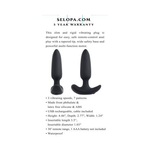 Selopa Black Beauty Vibrating Plug for Anal Play