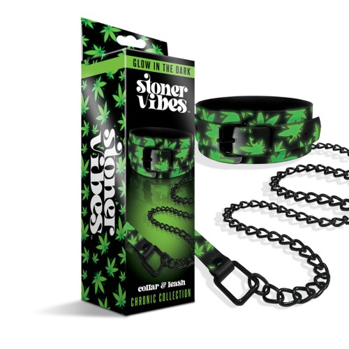 Stoner Vibes Glow in the Dark Collar and Leash for BDSM Play