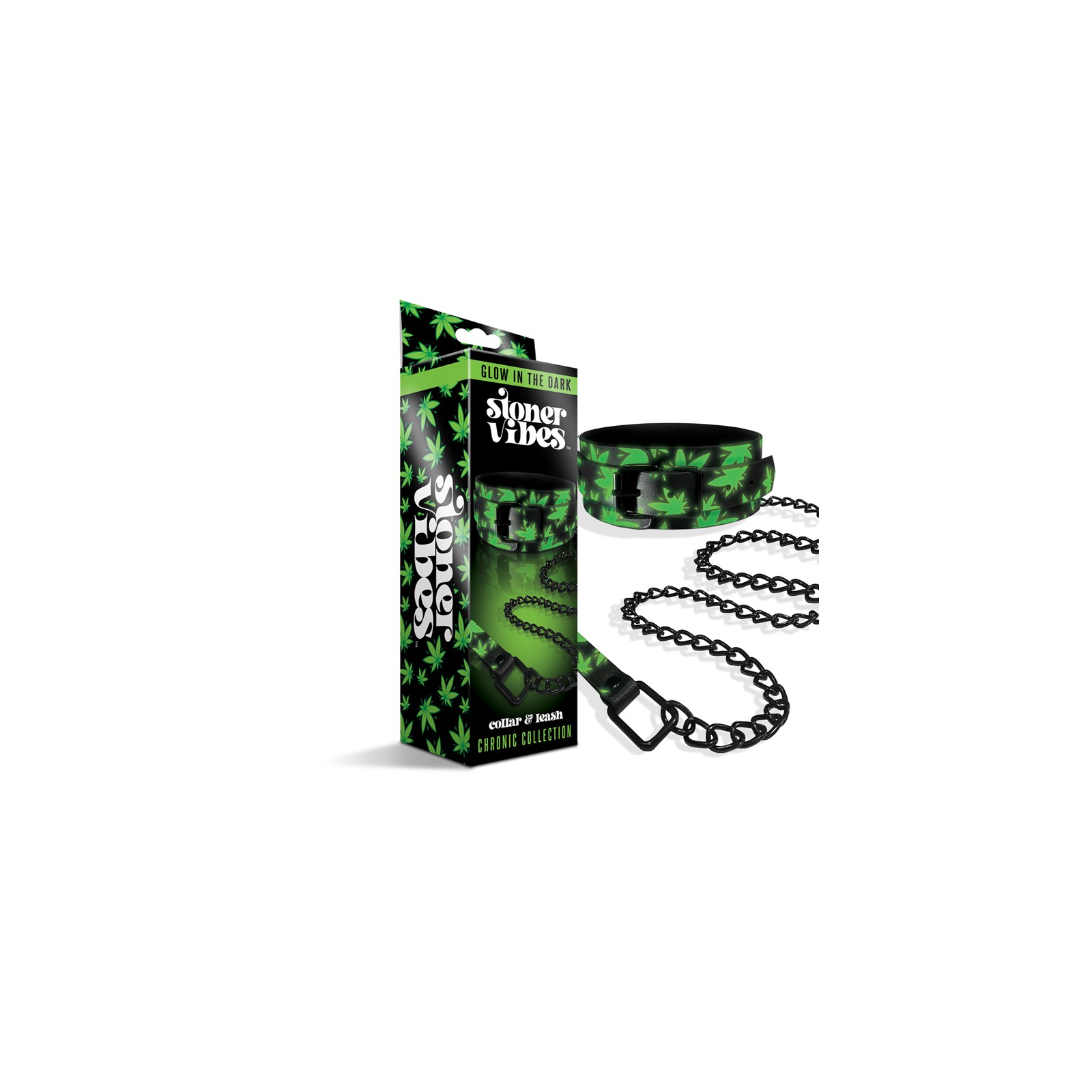 Collar y Correa Glow in the Dark Stoner Vibes para Juego BDSM