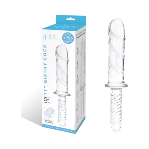 Glas Double Ended Dildo 11 inch Girthy Dildo with Handle