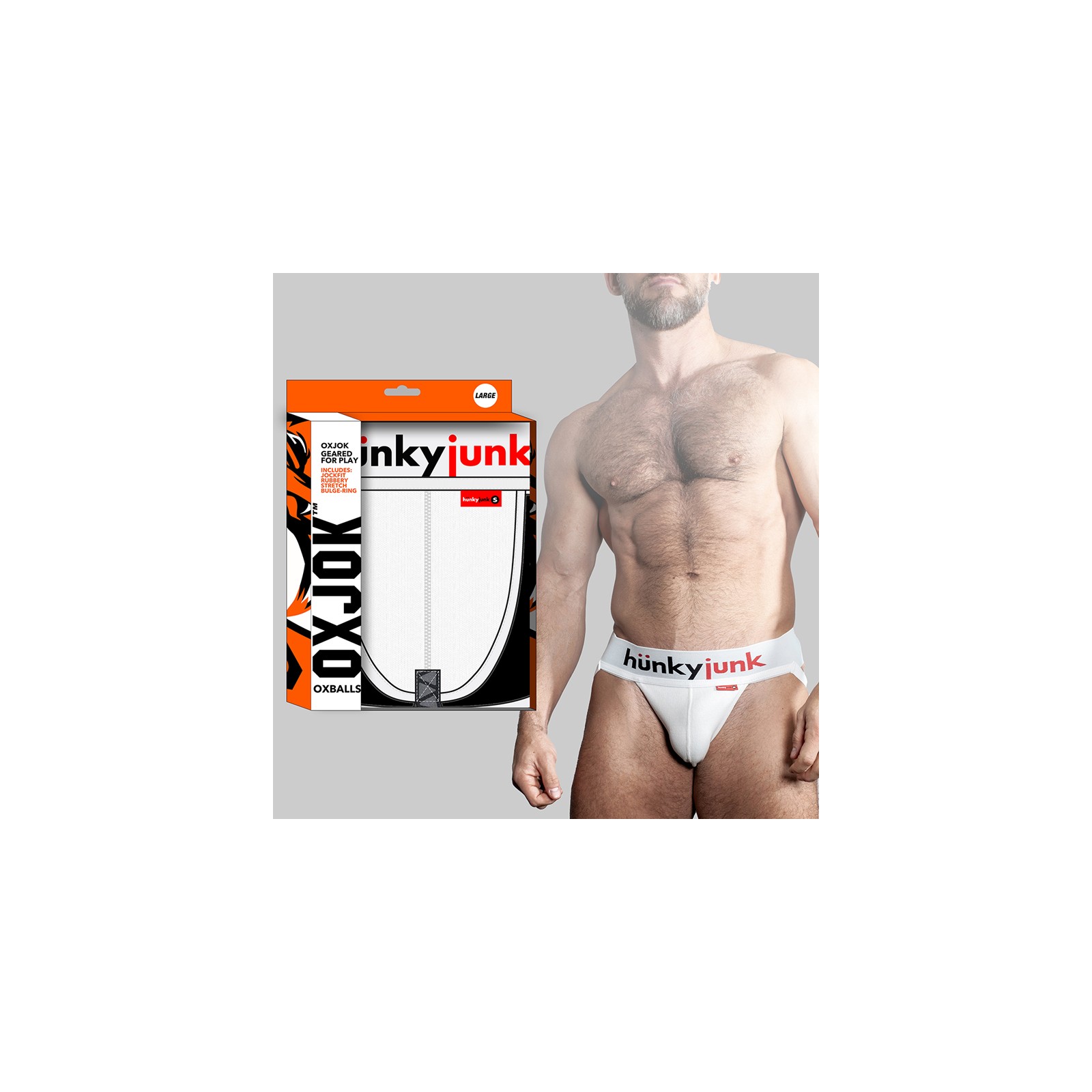 Oxballs Oxjok Hunker Comfy-Pouch Slider-Strap Jock White Snow S