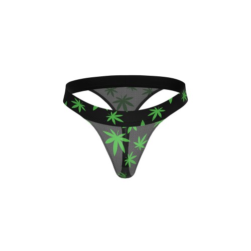 Male Power Hazy Dayz Micro Thong with Pot Leaf - Large