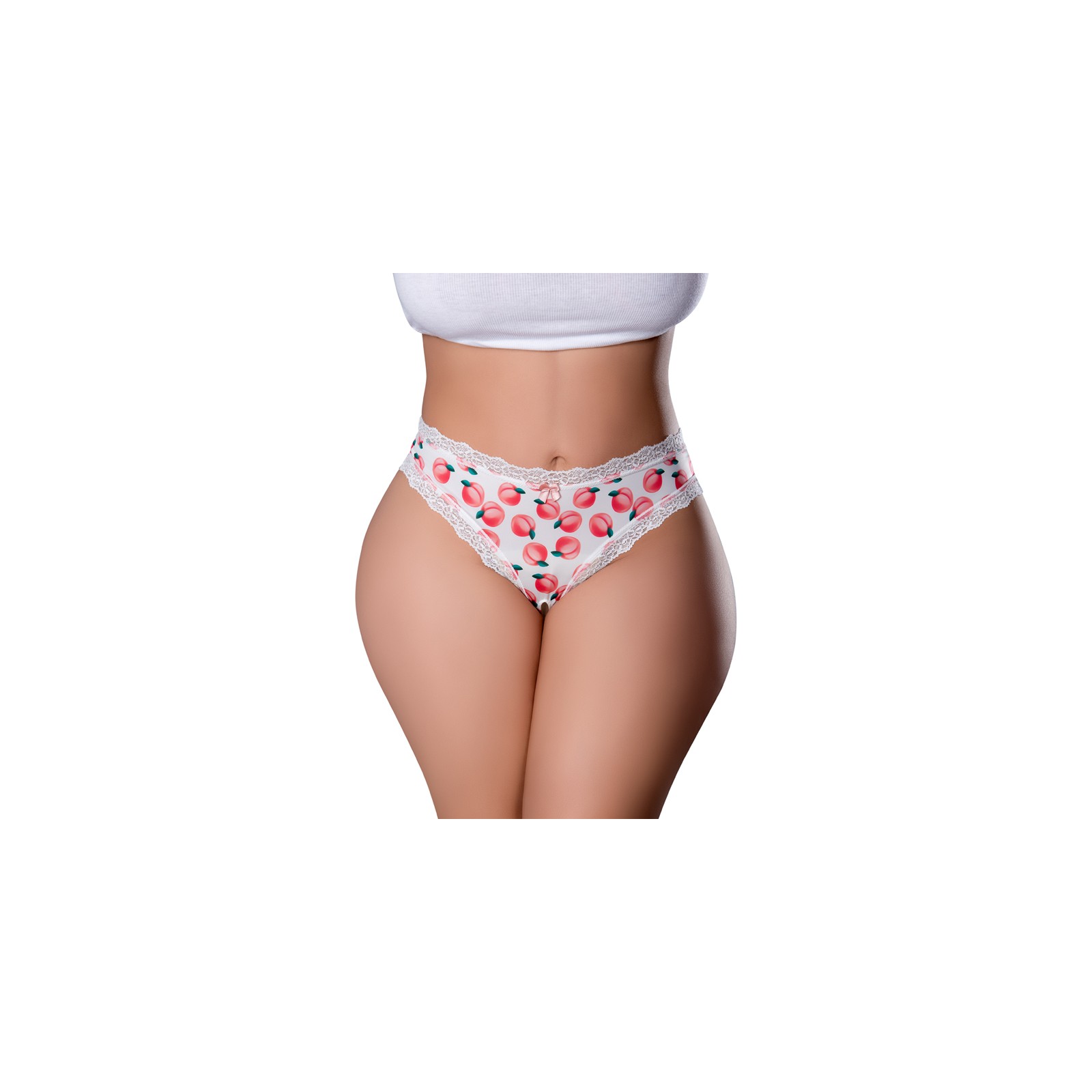 Tanga Crotchless Magic Silk con Lubricante Melocotón Talla Reina