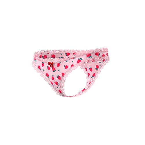 Sweet Treats Crotchless Thong with Lube - Fantasy Wear