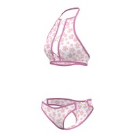 Magic Silk Daisy Halter Bralette & Panty Set Daisy Print L/XL