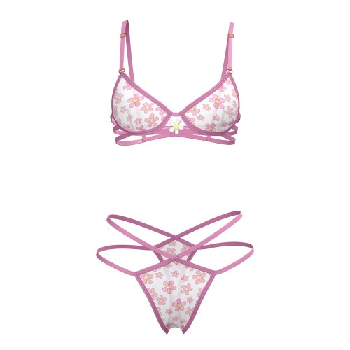 Magic Silk Daisy Bra & Thong Set for Floral Elegance