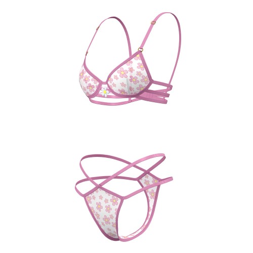 Daisy Print Bra & Thong Set - Magic Silk Lingerie