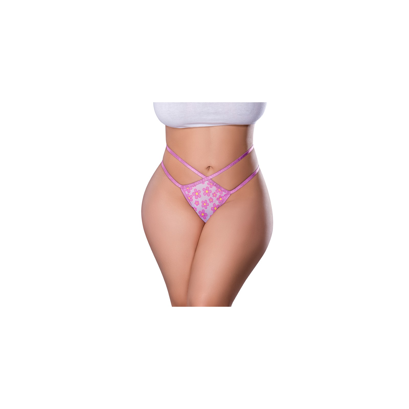 Magic Silk Daisy Split Crotch Thong Queen