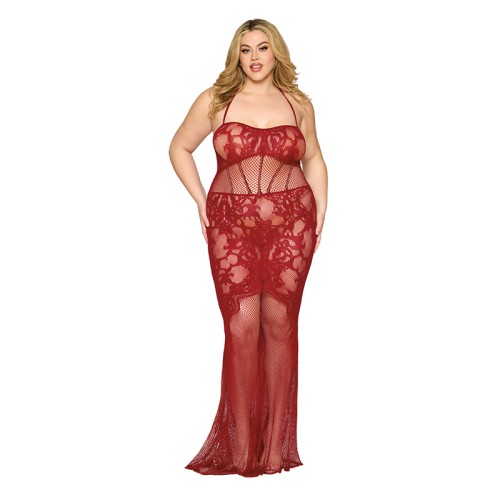 Dreamgirl Oxblood Lace Gown Queen Size