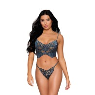 Dreamgirl Lace Bustier and G-String Twilight Size L