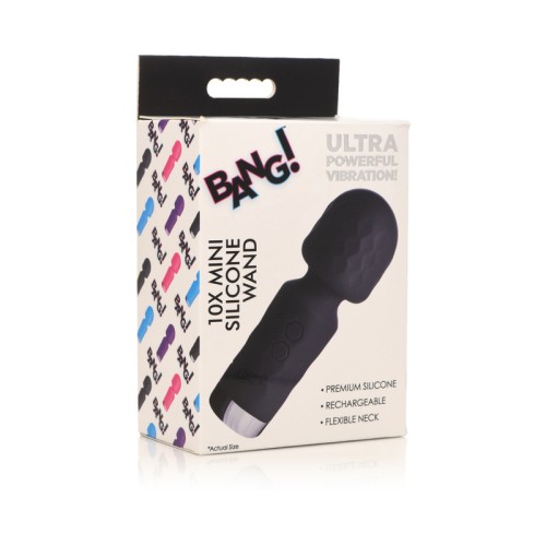 BANG! Mini Varita de Silicona Negra 10X - Diversión Amigable para Viajes