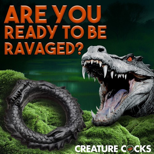 Creature Cocks Black Caiman Silicone Cock Ring - Ultimate Pleasure