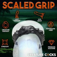 Creature Cocks Black Caiman Silicone Cock Ring - Ultimate Pleasure