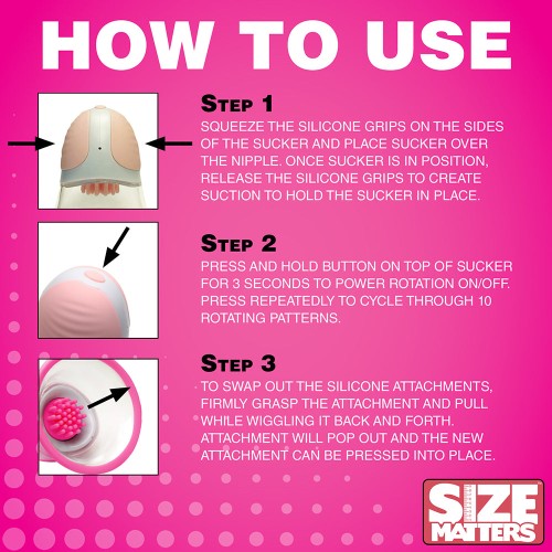 Size Matters 10X Rotating Silicone Nipple Suckers with Attachments