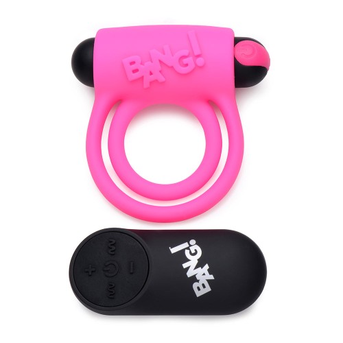 Anillo para el Pene y Bullet de Silicona BANG! con Control Remoto Rosa