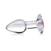 Booty Sparks Pink Gem Glass Anal Plug Small