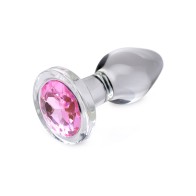 Booty Sparks Plug Anal de Vidrio con Gemas Rosa Pequeño