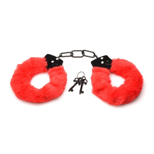 Shop Master Series Cuffed in Fur Furry Handcuffs Red