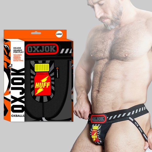 Oxballs Oxjok Popperjock 3D Rubber Huffer Jock Black/Red