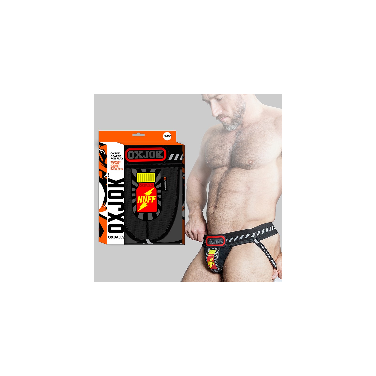 Oxballs Oxjok Popperjock 3D Rubber Huffer Jock Black/Red