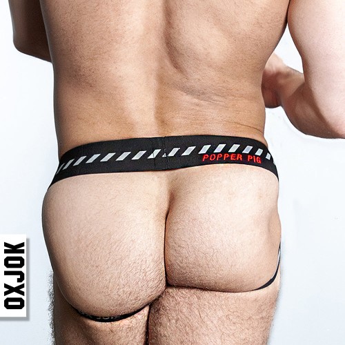 Jockstrap Oxballs Oxjok Popperjock 3D de Goma Negra/Roja M