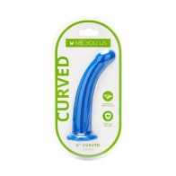 Me You Us 6 in. Curved Silicone Dildo - Blue Pleasure