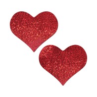 Cubiertas de Pecho Corazón Glitter Rojo de Pastease