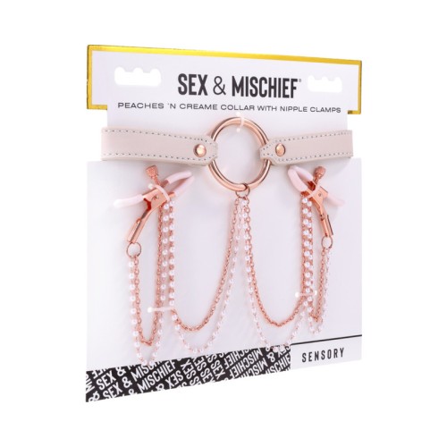 Sportsheets Peaches 'n CreaMe Collar with Nipple Clamps