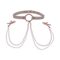 Sportsheets Peaches 'n CreaMe Collar with Nipple Clamps