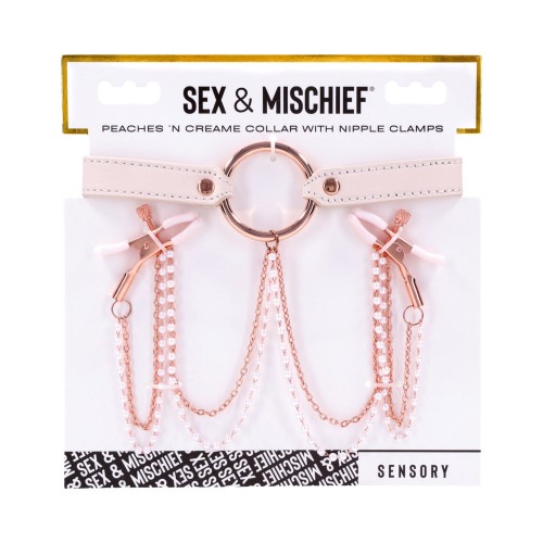 Sportsheets Peaches 'n CreaMe Collar with Nipple Clamps