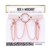 Sportsheets Peaches 'n CreaMe Collar with Nipple Clamps