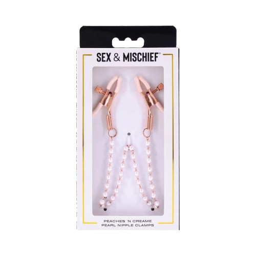 Peaches 'n CreaMe Pearl Nipple Clamps for Enhanced Sensation