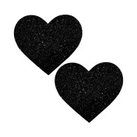 Black Glitter Heart Nipple Pasties for Plus Size