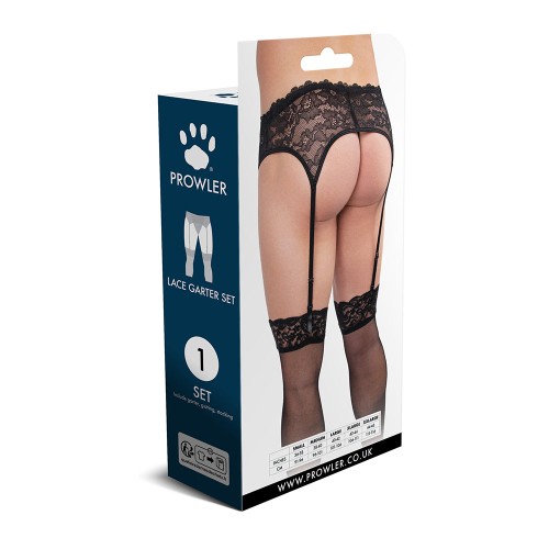 Prowler Lace Garter Set Black S